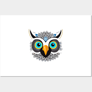 Owl head graphic Posters and Art